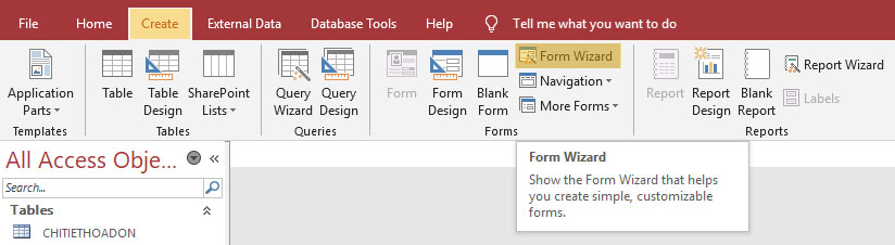 cac buoc tao form trong access