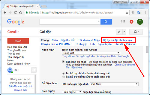 huong dan xoa spam mail tu dong tren gmail 2