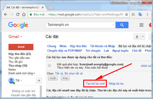 huong dan xoa spam mail tu dong tren gmail 3