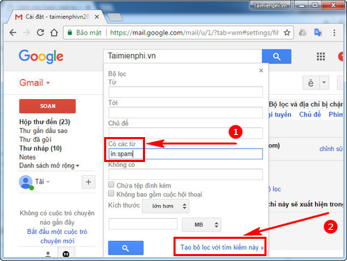 huong dan xoa spam mail tu dong tren gmail 4